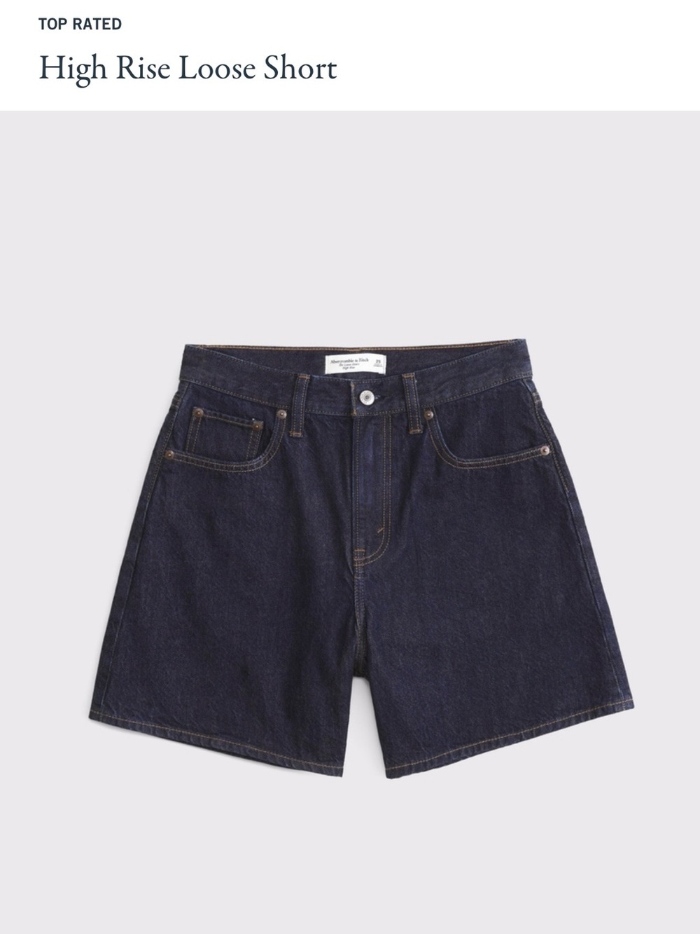 Abercrombie & Fitch Men's Navy Denim High-Rise Loose Shorts